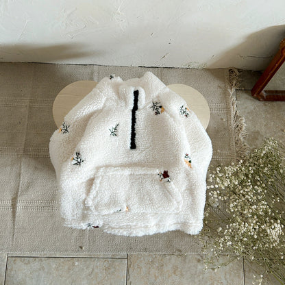 もこもこお花刺繍フリース