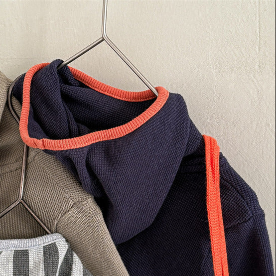 [3color / 80-130] ユニセックスデザインフード長袖シャツ