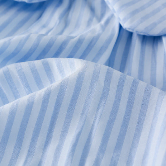 ストライプチュールシャツワンピース