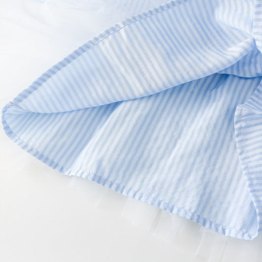 ストライプチュールシャツワンピース