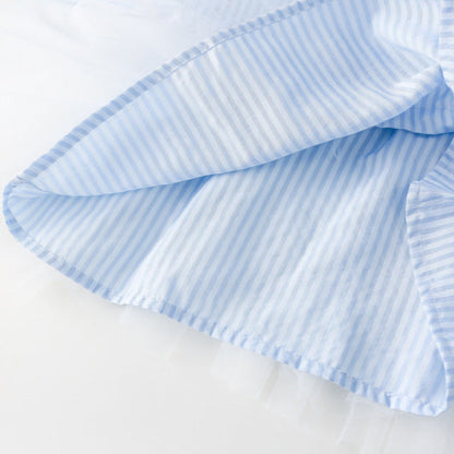 ストライプチュールシャツワンピース