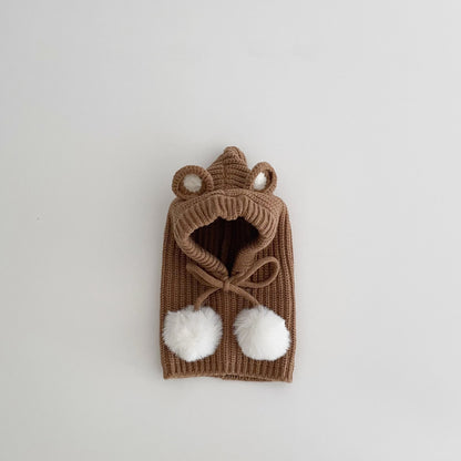 🅽🅴🆆 ぽんぽんクマさんフードニット(5color)