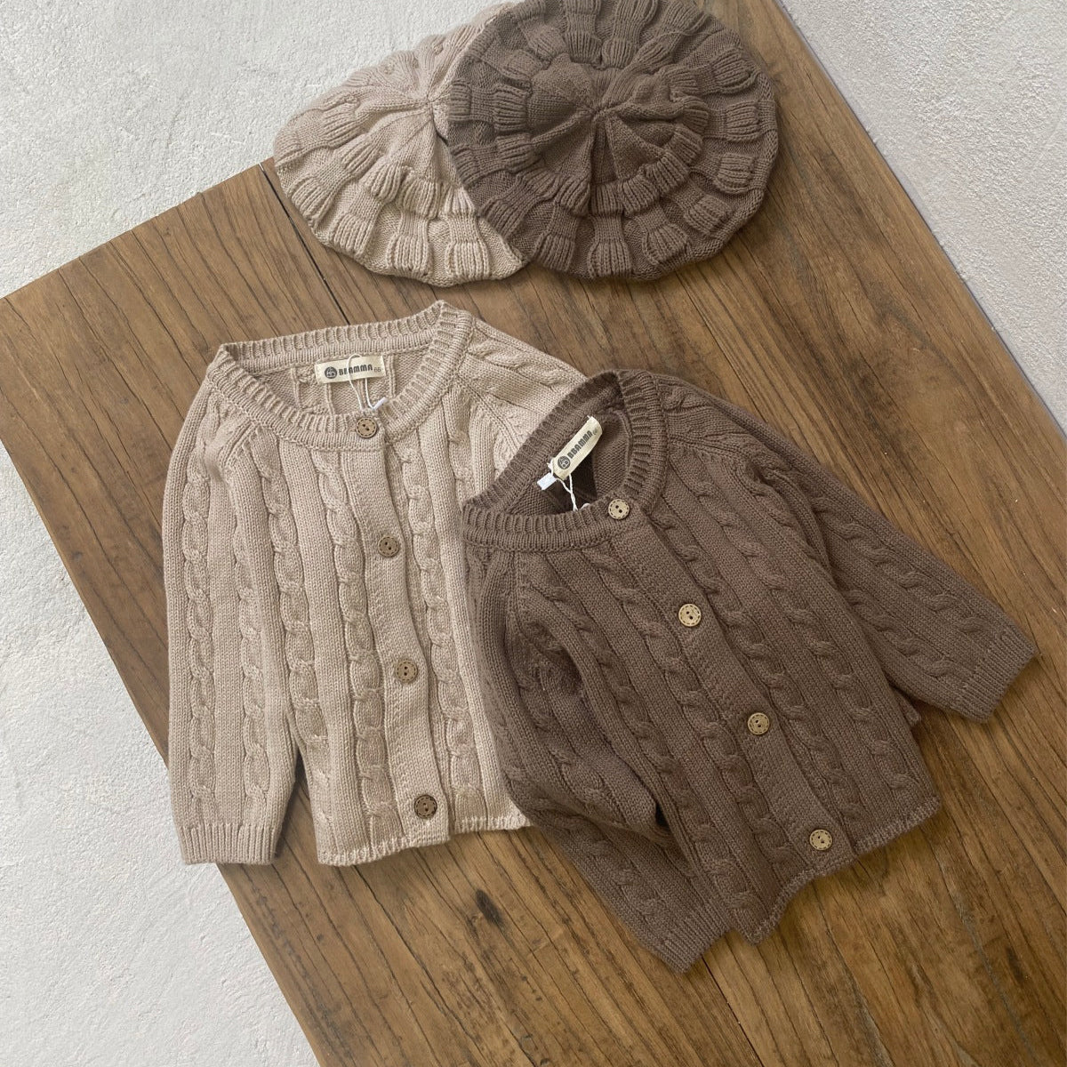 縄編みショコラニットカーディガン(3color)