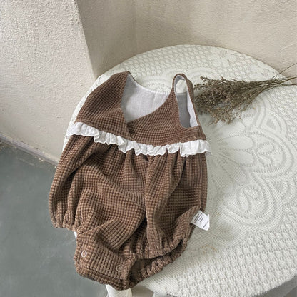 ワッフルコーデュロイベビーロンパース(2color)