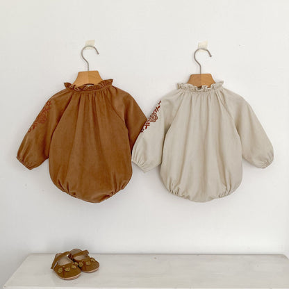 カントリースリーブ刺繍ロンパース(2color)