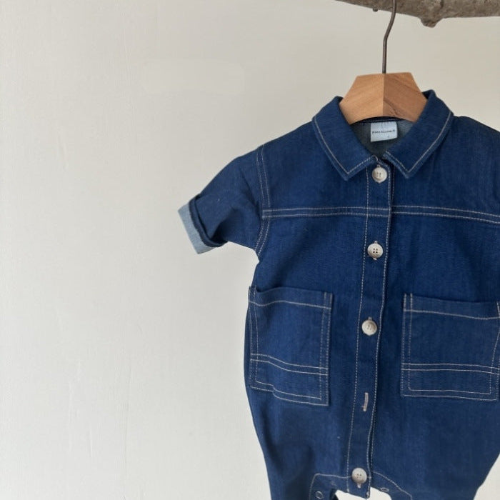 ワイドデニムジャンプスーツ