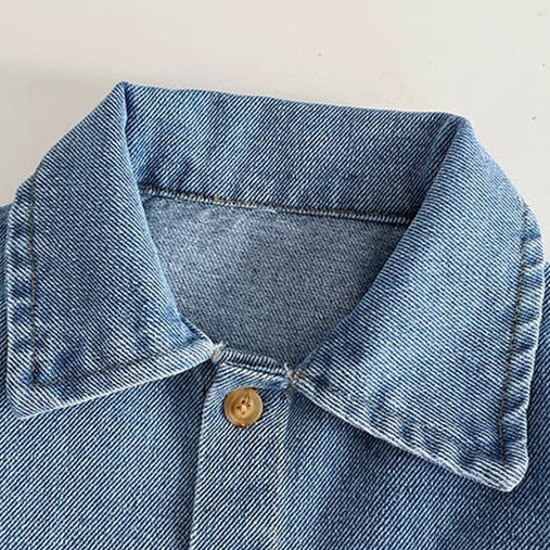 [2color / 59-100] 刺繍ベアデニムロンパース