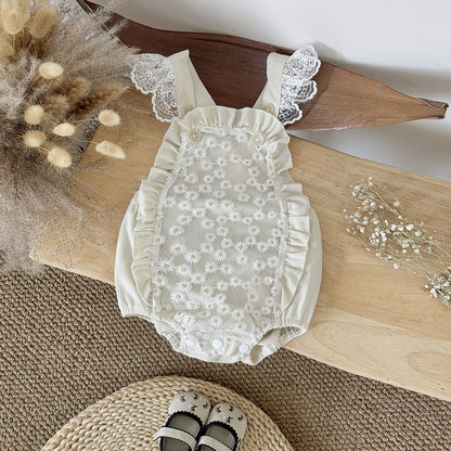 デイジーレース刺繍オーバーオール