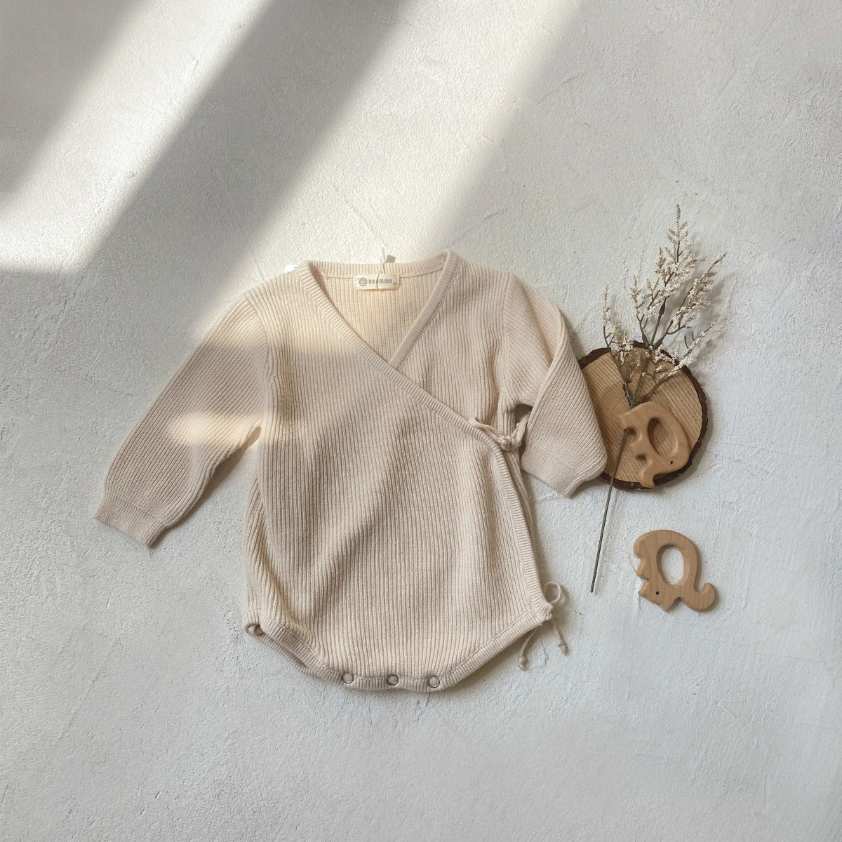 前あきベビーニットロンパース(2color)