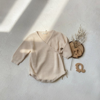 前あきベビーニットロンパース(2color)