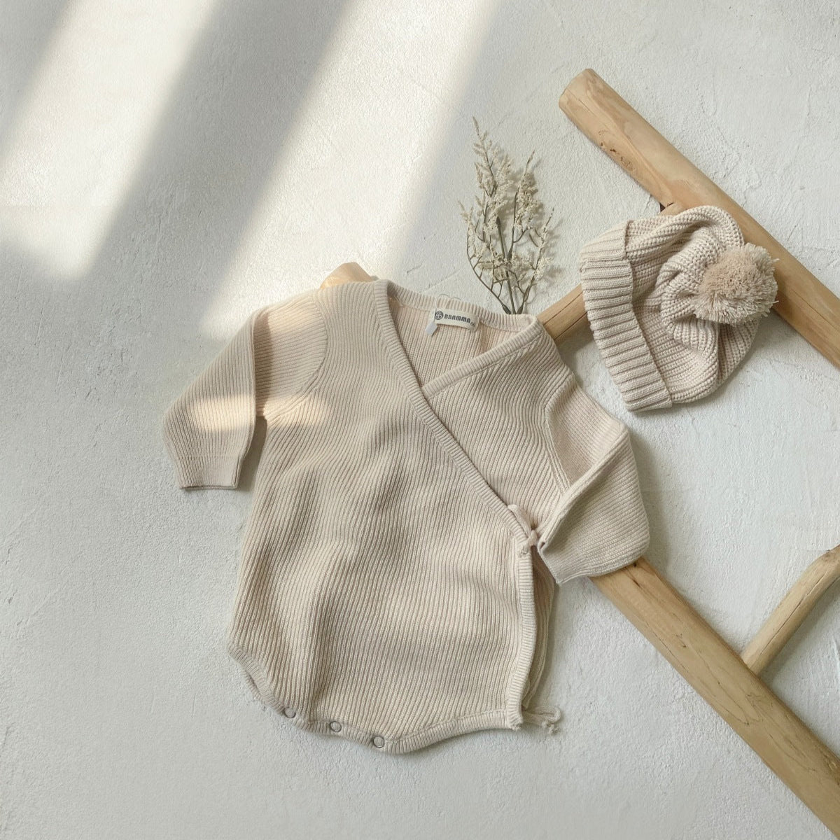 前あきベビーニットロンパース(2color)