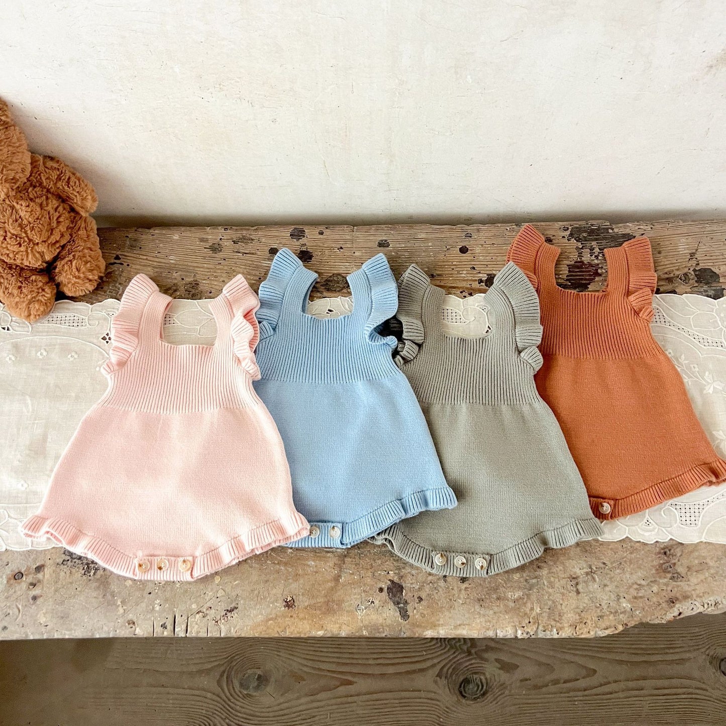 シンプルフリルベビーサロペット(4color)