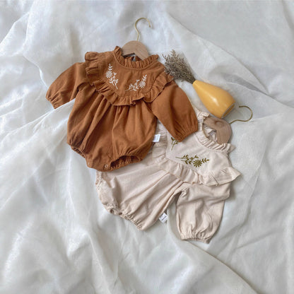 ナチュラルカントリー刺繍ロンパース(2color)