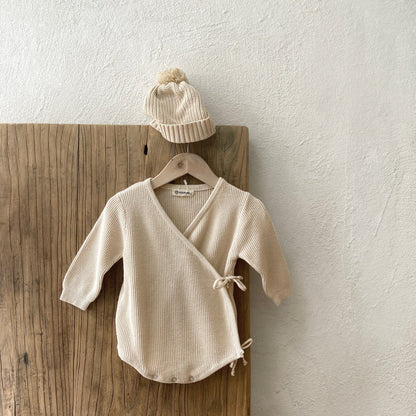 前あきベビーニットロンパース(2color)