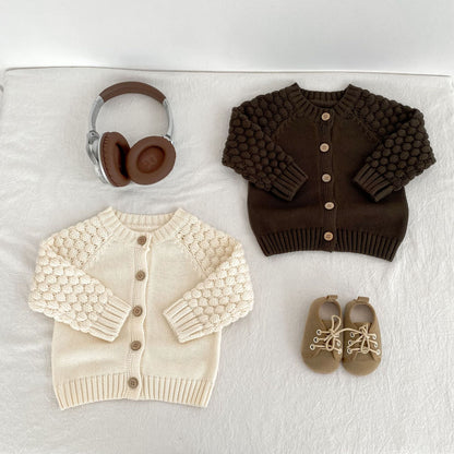 ポコポコスリーブニットカーディガン(2color)