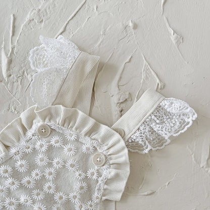 デイジーレース刺繍オーバーオール