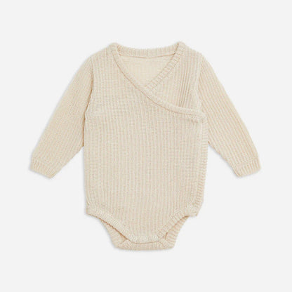 前あきベビーニットロンパース(2color)