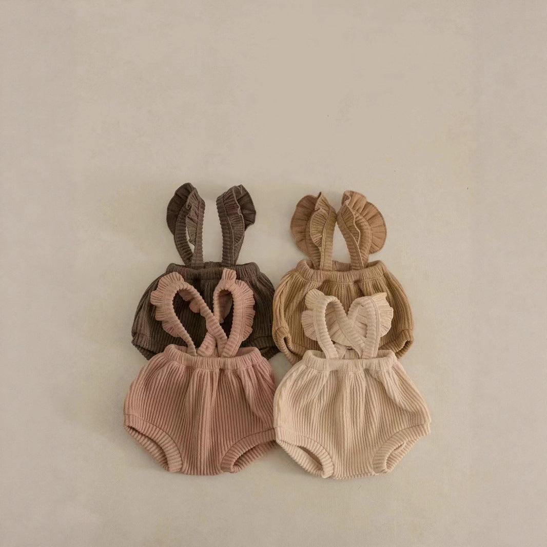 🅽🅴🆆 ショルダーフリルリブパンツ(4color)