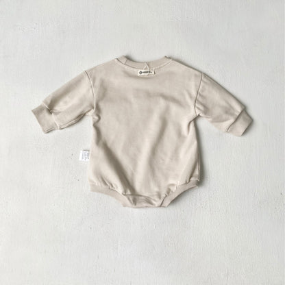 🅽🅴🆆 [2color / 66-90] こっくりパッチワークスウェットロンパース