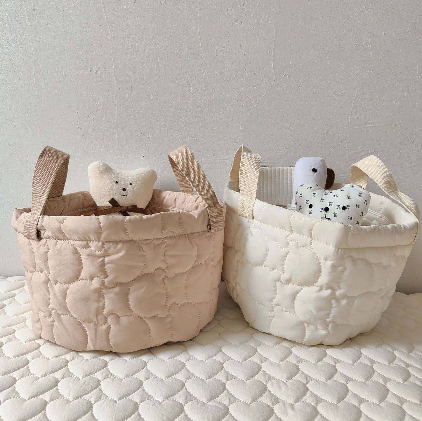 ぷっくりベアキルティングバスケット(2color)