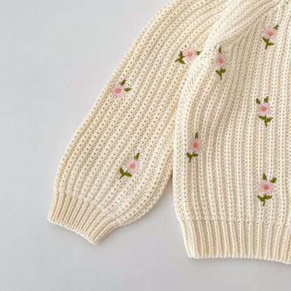 🅽🅴🆆 [73-110] フラワー刺繍ホワイトカーディガン
