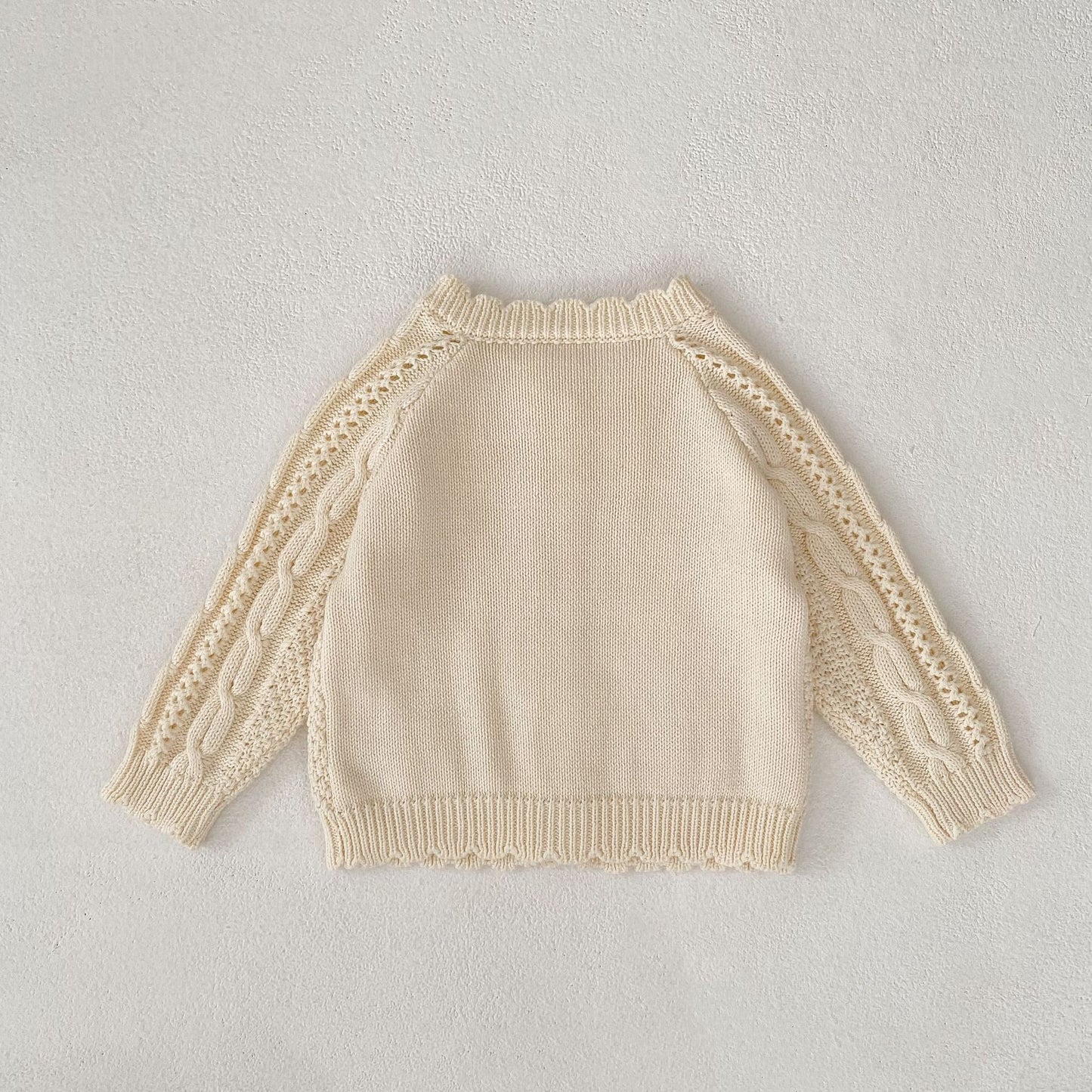 模様編みナチュラルニットカーディガン