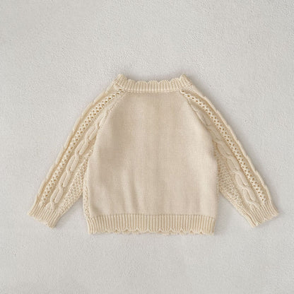 模様編みナチュラルニットカーディガン