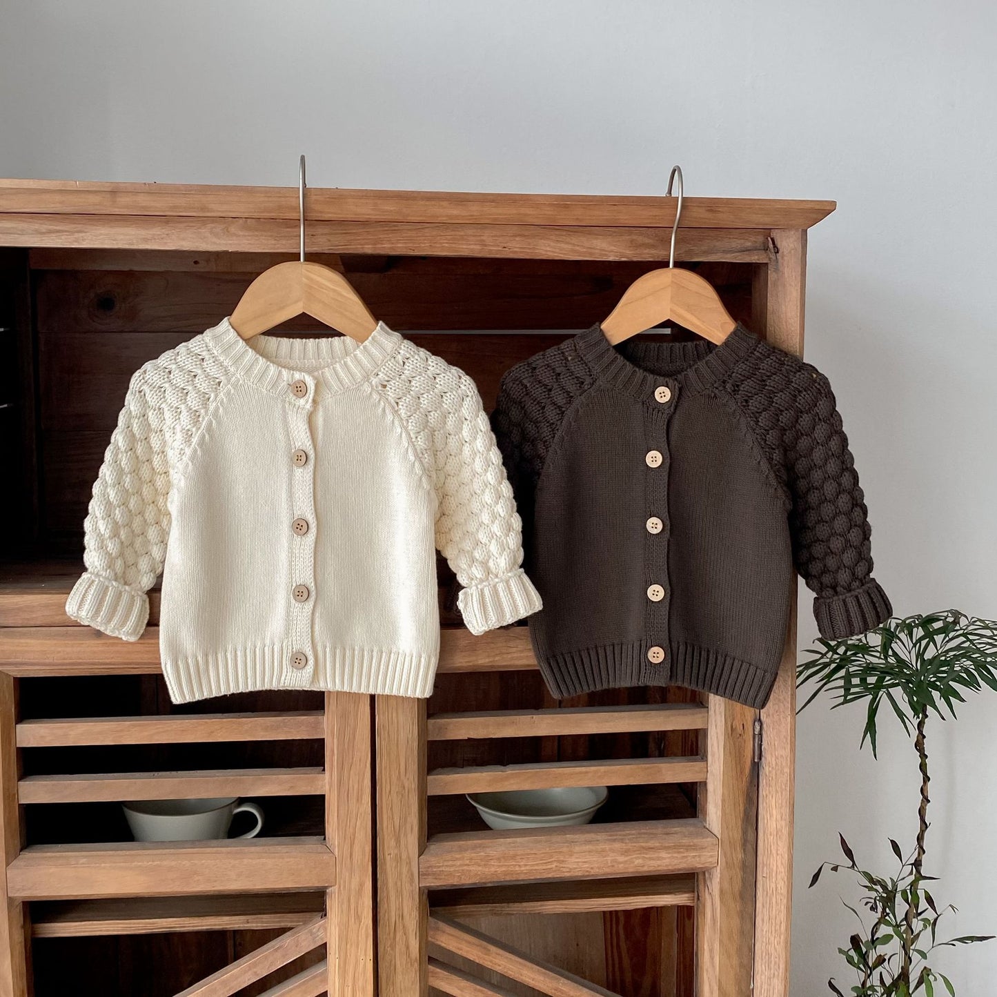 ポコポコスリーブニットカーディガン(2color)