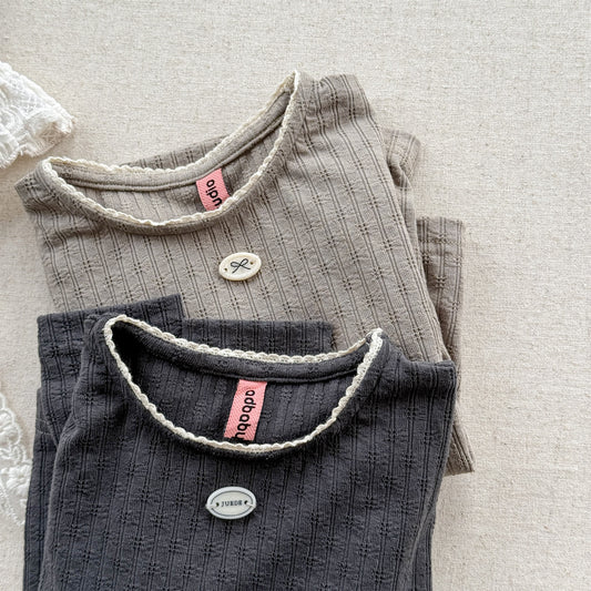 🅽🅴🆆 [2color / 80-130] リブベースフェミニンシャツ