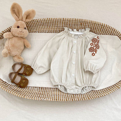 カントリースリーブ刺繍ロンパース(2color)