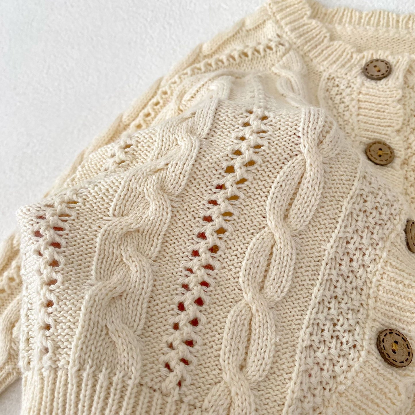 模様編みナチュラルニットカーディガン