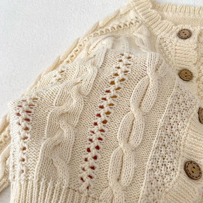 模様編みナチュラルニットカーディガン