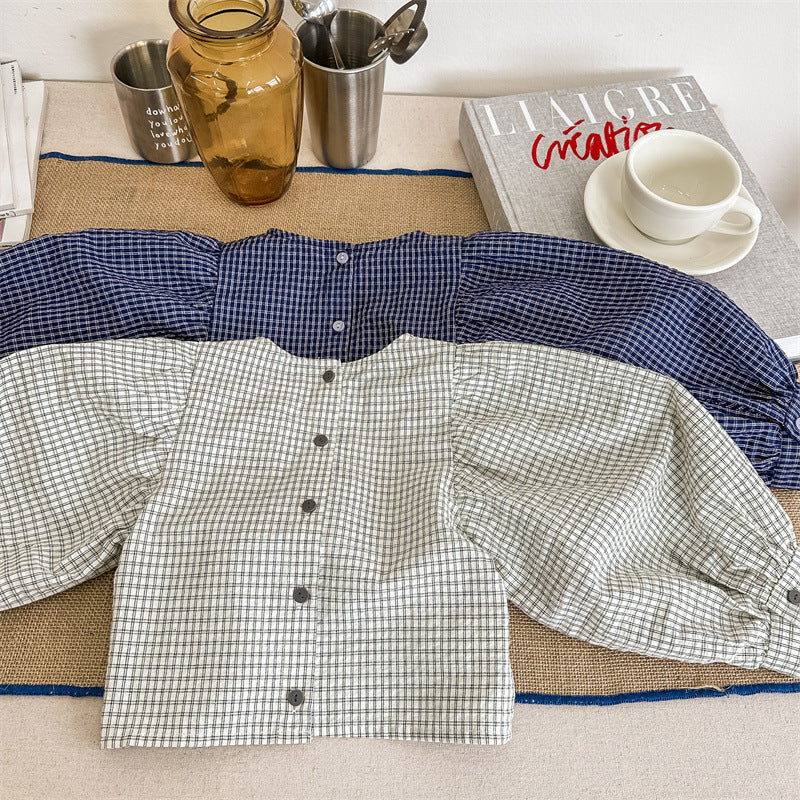 ゆったりぱふチェック柄トップス(2color)