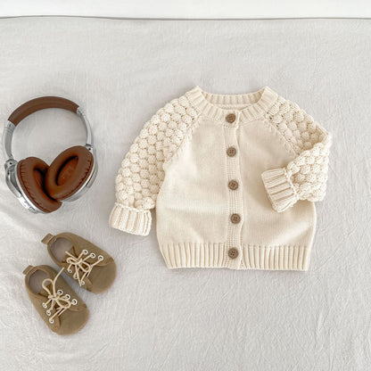 ポコポコスリーブニットカーディガン(2color)