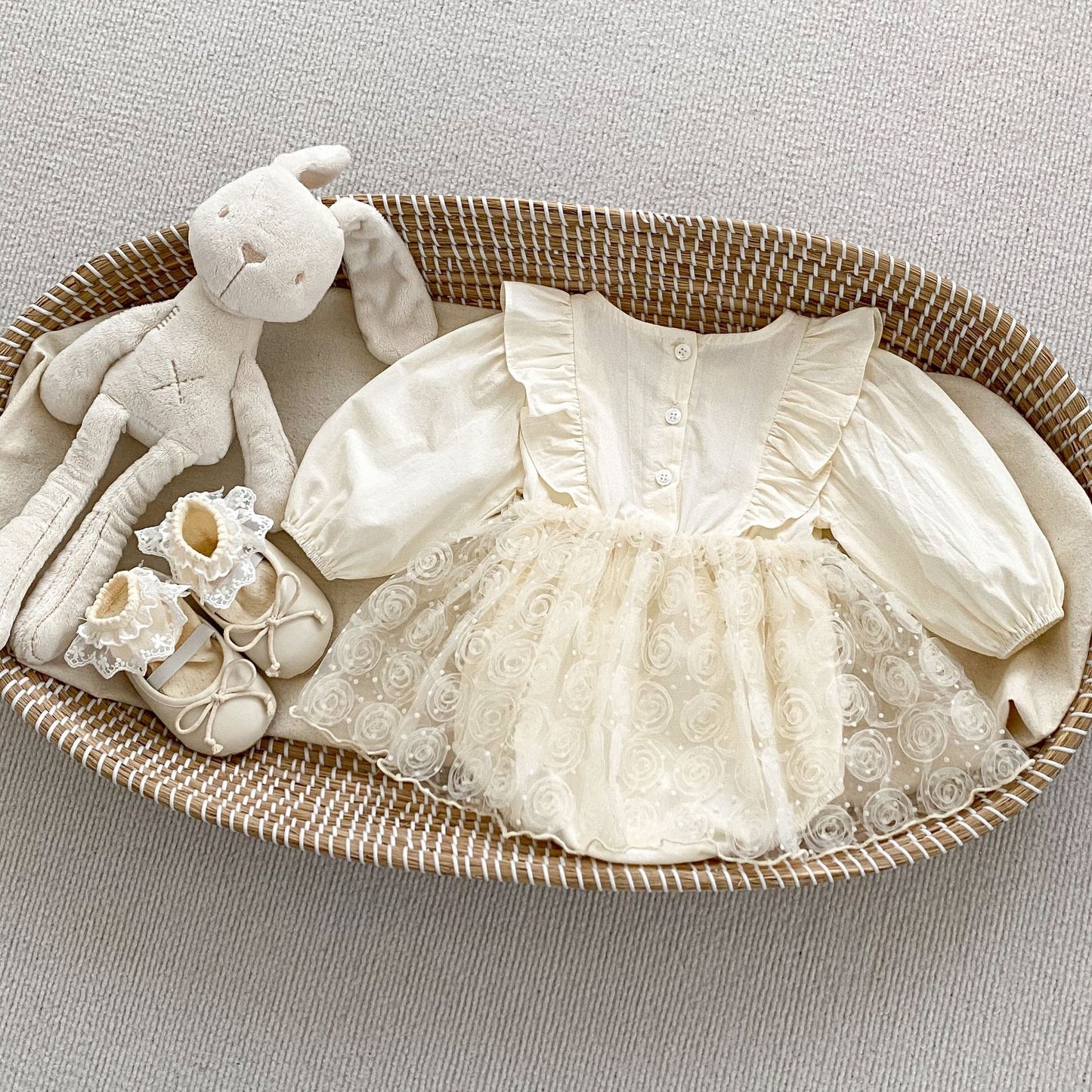 🅽🅴🆆 ローズチュール切替ドレスロンパース