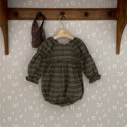 カントリーチェックブラウスロンパース(2color)