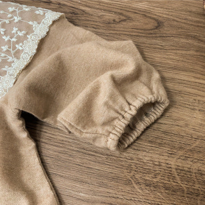 小花レースカラーワンピース