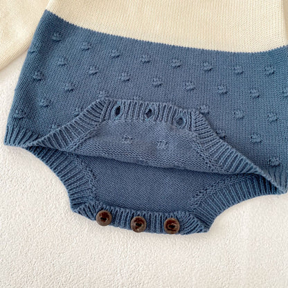 ヨーロピアンバイカラーニットロンパース