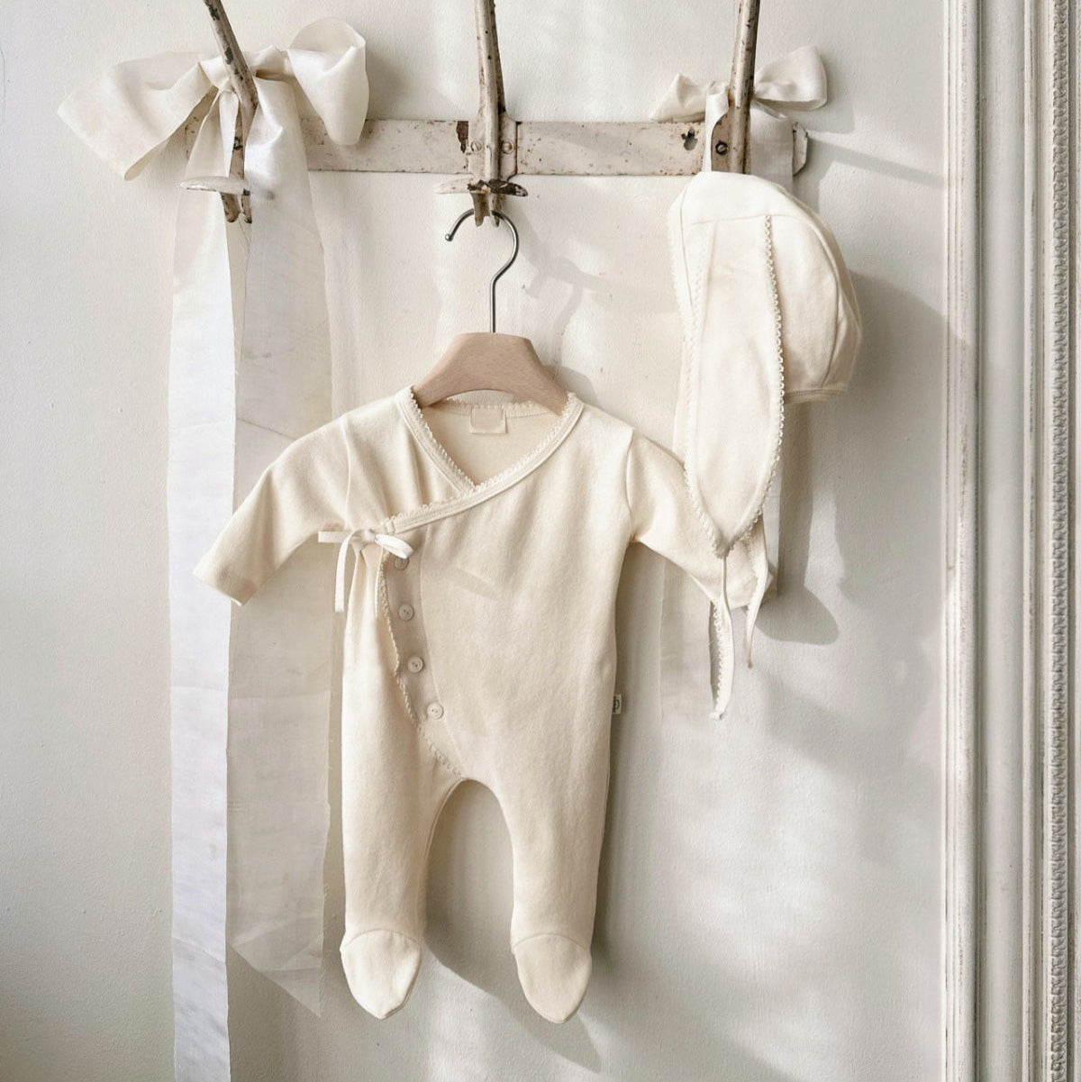 フロントボタンベビーロンパース(5color)