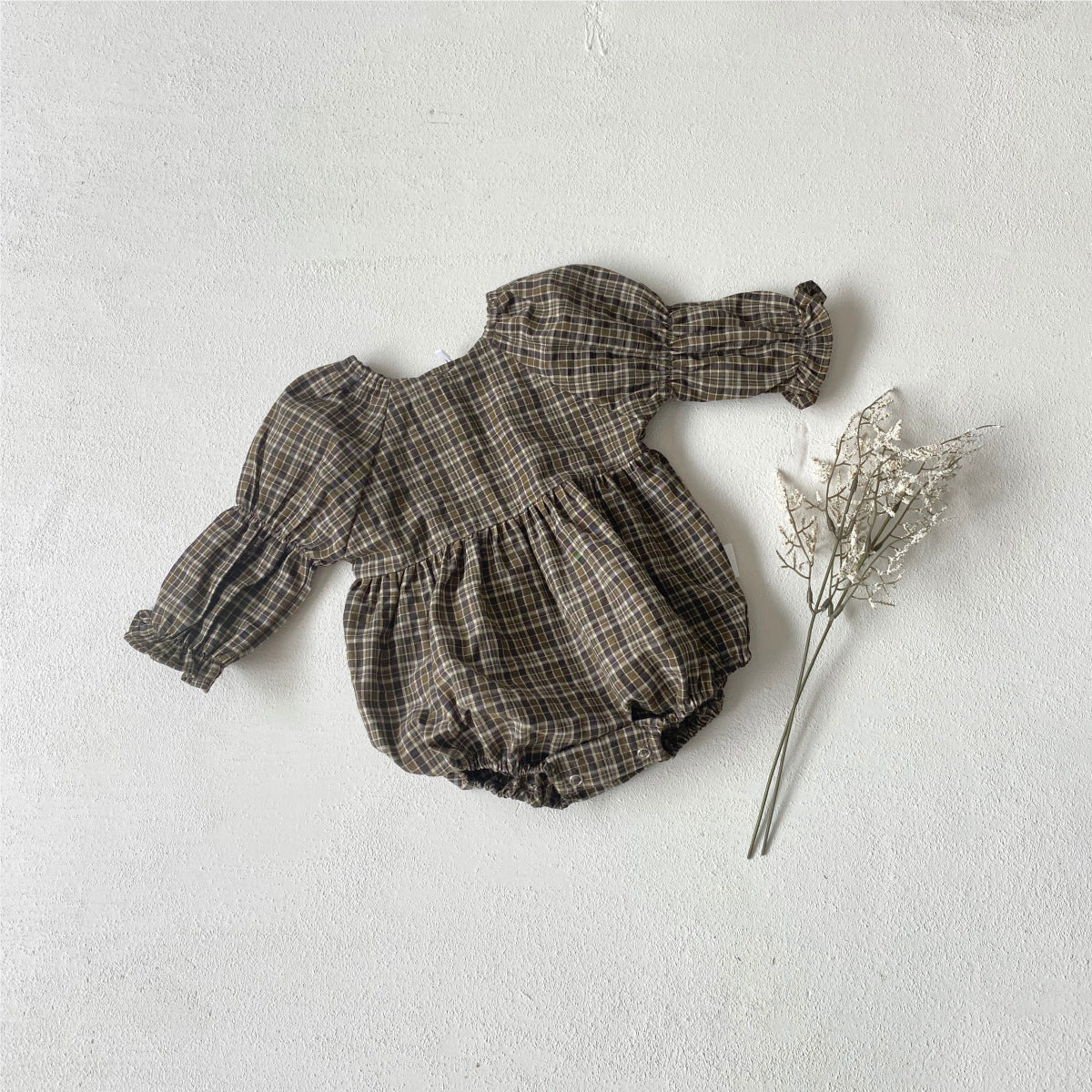 カントリーチェックブラウスロンパース(2color)