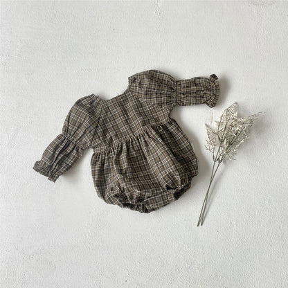 カントリーチェックブラウスロンパース(2color)