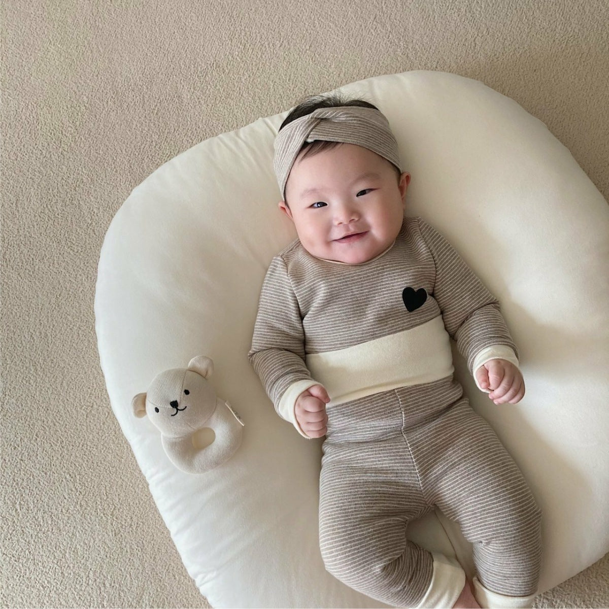 ナチュラルベビールームウェア3点セット(2color)