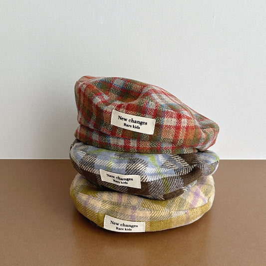 レトロチェックベレー帽(3color)