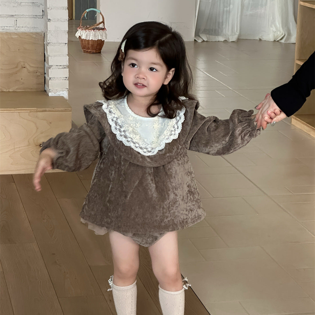 🅽🅴🆆 ベビーベロアワンピロンパース(2color)