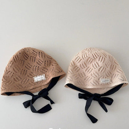 柄編みリボンボンネット(2color)