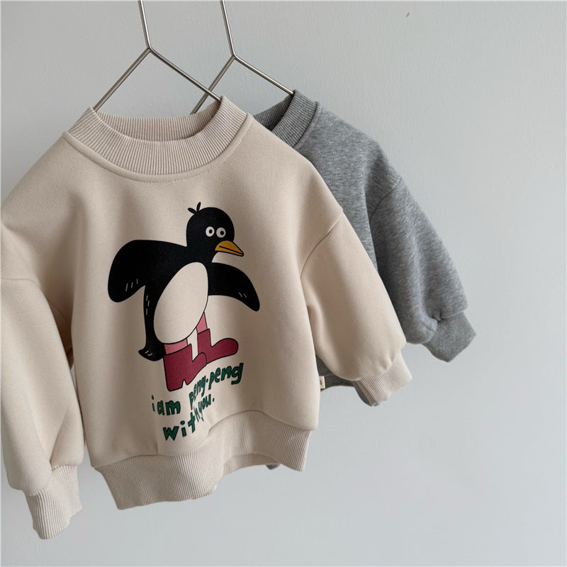 🅽🅴🆆 [2color / 80-130] ペンギンポッププリントスウェットトップス