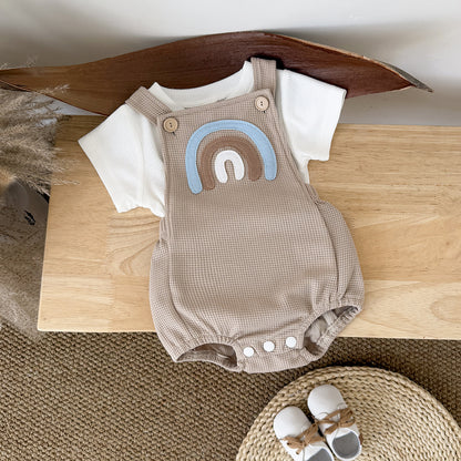 カジュアル虹サロペットロンパース