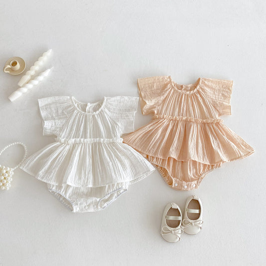 ラウンドネックプリンセスロンパース(2color)