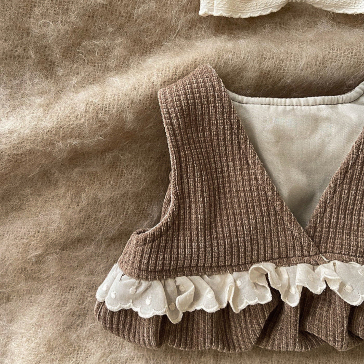 ワッフルコーデュロイベビーロンパース(2color)