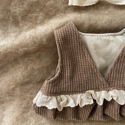 ワッフルコーデュロイベビーロンパース(2color)